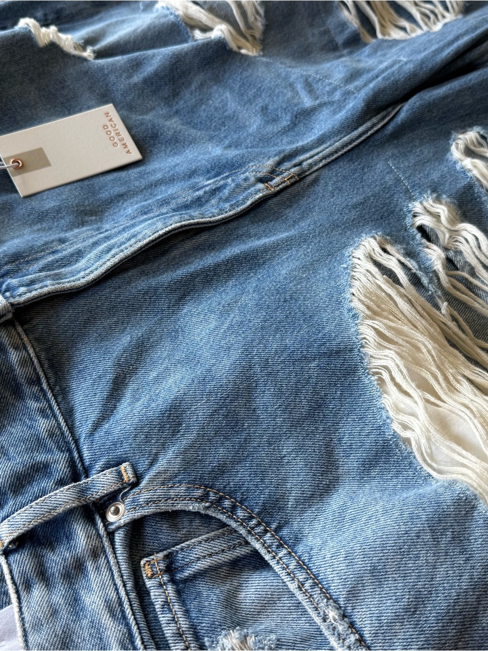 Good American Khloe Jean - Women's Distressed Light Blue Ripped Jeans